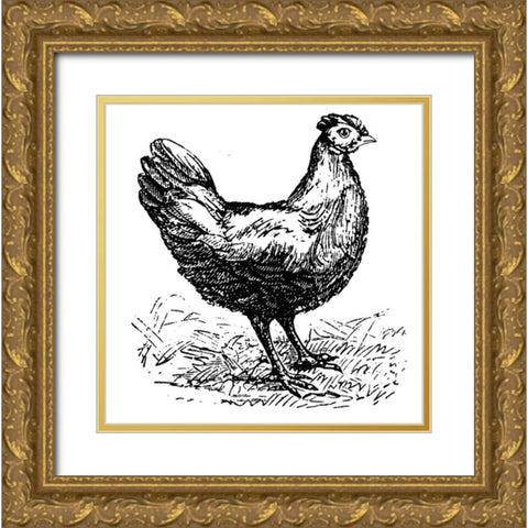 Chicken Scratch Gold Ornate Wood Framed Art Print with Double Matting by Art Licensing Studio