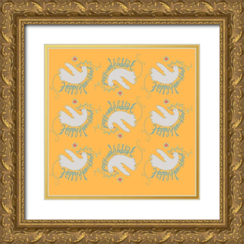 Hanukkah 2 Gold Ornate Wood Framed Art Print with Double Matting by Art Licensing Studio