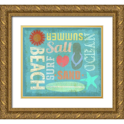 Day at the Beach Gold Ornate Wood Framed Art Print with Double Matting by Art Licensing Studio