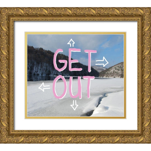 Adirondack Get Out Gold Ornate Wood Framed Art Print with Double Matting by Art Licensing Studio