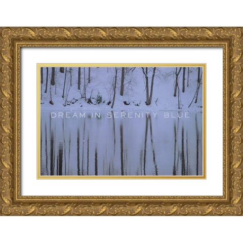Dream in Serenity Blue Gold Ornate Wood Framed Art Print with Double Matting by Art Licensing Studio