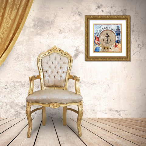 Circled Lighthouse 2 Gold Ornate Wood Framed Art Print with Double Matting by Art Licensing Studio