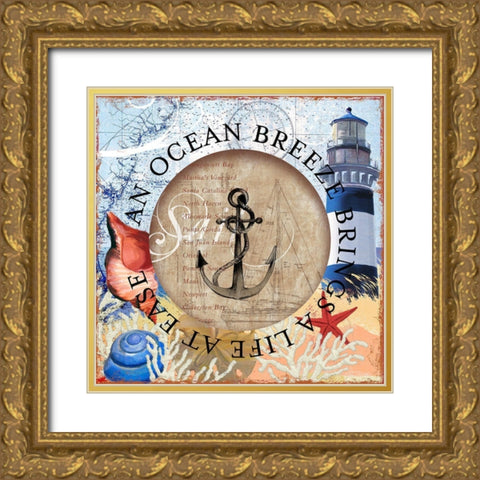 Circled Lighthouse 2 Gold Ornate Wood Framed Art Print with Double Matting by Art Licensing Studio