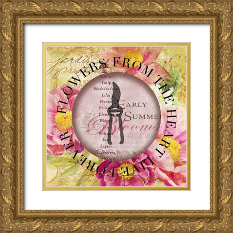 Circled Florals 1 Gold Ornate Wood Framed Art Print with Double Matting by Art Licensing Studio