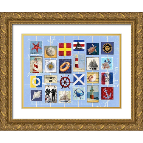 Nautical strings 2 Gold Ornate Wood Framed Art Print with Double Matting by Art Licensing Studio