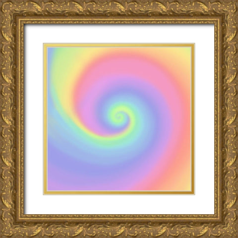 Pastel Rainbow Swirl Gold Ornate Wood Framed Art Print with Double Matting by Art Licensing Studio