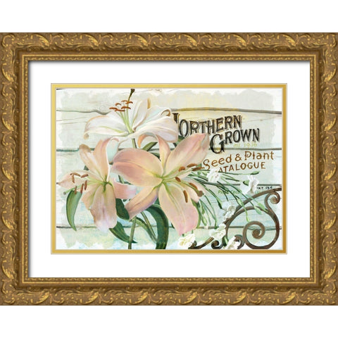 Farm Seed Lilies Gold Ornate Wood Framed Art Print with Double Matting by Art Licensing Studio