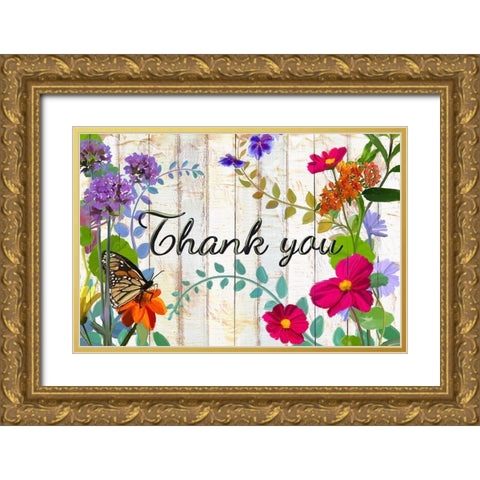 A Garden Thank you Gold Ornate Wood Framed Art Print with Double Matting by Art Licensing Studio