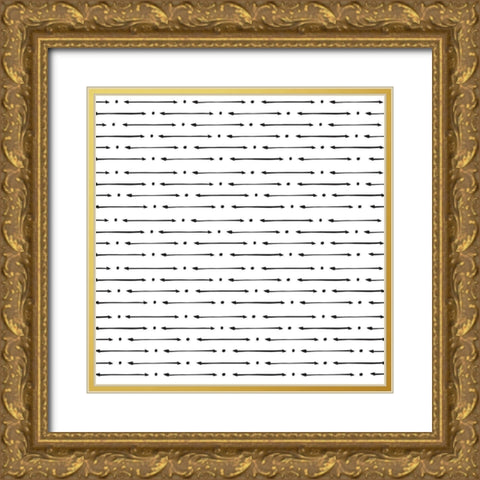 Aerial Arrows and Dots Gold Ornate Wood Framed Art Print with Double Matting by Art Licensing Studio