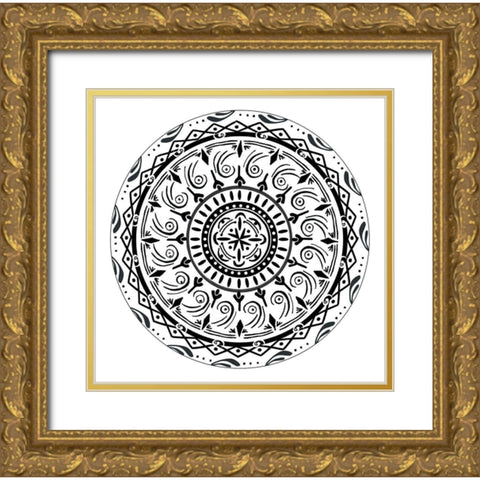 Aerial Swirl Circle Gold Ornate Wood Framed Art Print with Double Matting by Art Licensing Studio