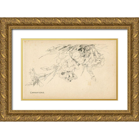 Carnations Gold Ornate Wood Framed Art Print with Double Matting by Art Licensing Studio