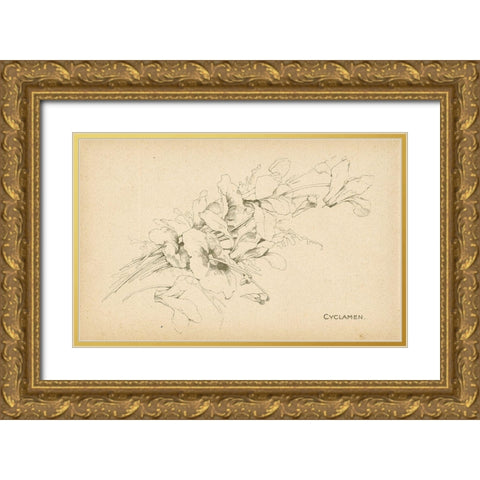 Cyclamen Gold Ornate Wood Framed Art Print with Double Matting by Art Licensing Studio