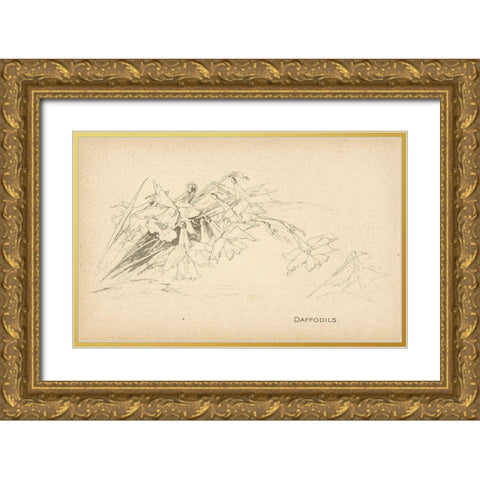 Daffodils Gold Ornate Wood Framed Art Print with Double Matting by Art Licensing Studio