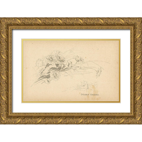 Double Daisies Gold Ornate Wood Framed Art Print with Double Matting by Art Licensing Studio
