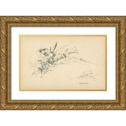 Gentian Gold Ornate Wood Framed Art Print with Double Matting by Art Licensing Studio