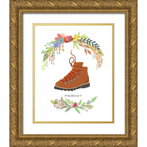 Sweet Adventure Boot Gold Ornate Wood Framed Art Print with Double Matting by Art Licensing Studio