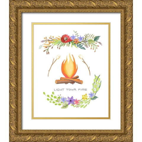 Sweet Adventure Fire Gold Ornate Wood Framed Art Print with Double Matting by Art Licensing Studio