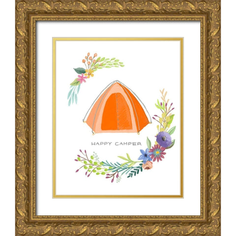 Sweet Adventure Tent Gold Ornate Wood Framed Art Print with Double Matting by Art Licensing Studio