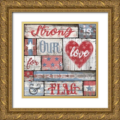 Our Patriotic Love Gold Ornate Wood Framed Art Print with Double Matting by Art Licensing Studio