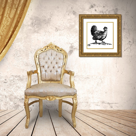 Chicken Astray Gold Ornate Wood Framed Art Print with Double Matting by Art Licensing Studio