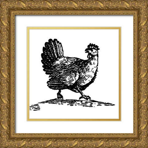 Chicken Astray Gold Ornate Wood Framed Art Print with Double Matting by Art Licensing Studio