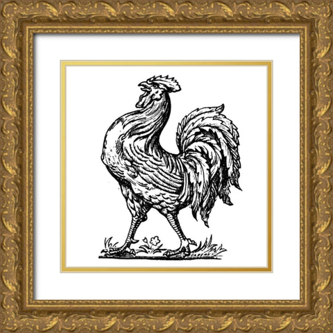 Proud Rooster Gold Ornate Wood Framed Art Print with Double Matting by Art Licensing Studio