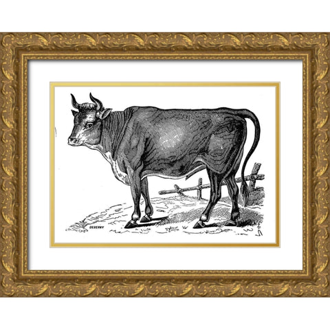 The Happy Cow Gold Ornate Wood Framed Art Print with Double Matting by Art Licensing Studio