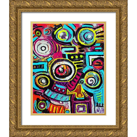 Boom Box Fiesta Gold Ornate Wood Framed Art Print with Double Matting by Mcilwaine, Alloyius