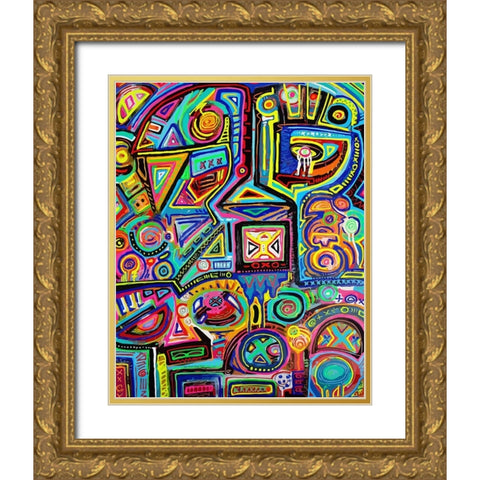 Machine Against The Rage Gold Ornate Wood Framed Art Print with Double Matting by Mcilwaine, Alloyius