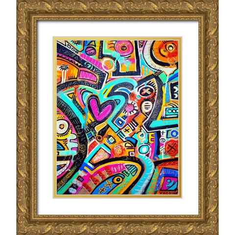 Peacock Love Shimmy Gold Ornate Wood Framed Art Print with Double Matting by Mcilwaine, Alloyius