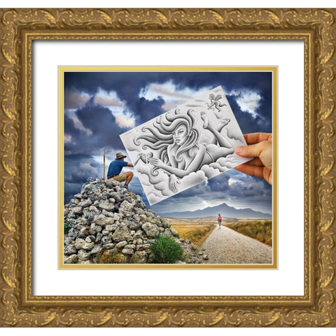 Pencil Vs Camera - 61 - Goddess Gold Ornate Wood Framed Art Print with Double Matting by Heine, Ben