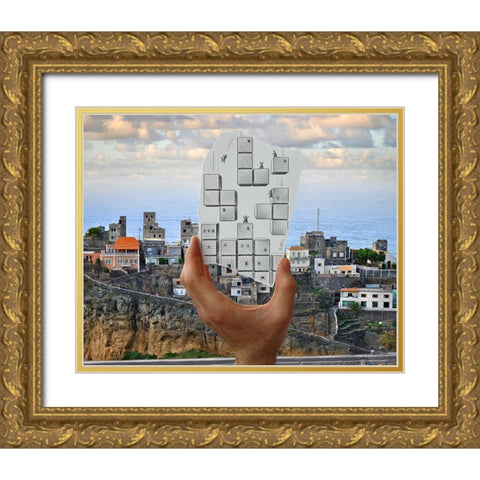 Pencil Vs Camera - Tetris Gold Ornate Wood Framed Art Print with Double Matting by Heine, Ben