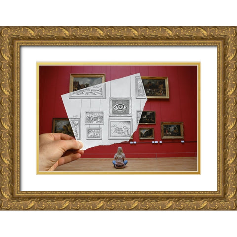 Pencil Vs Camera 7 - The Museum Gold Ornate Wood Framed Art Print with Double Matting by Heine, Ben