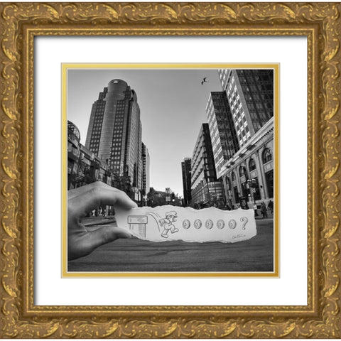 Pencil Vs Camera 24 - Capitalism Gold Ornate Wood Framed Art Print with Double Matting by Heine, Ben