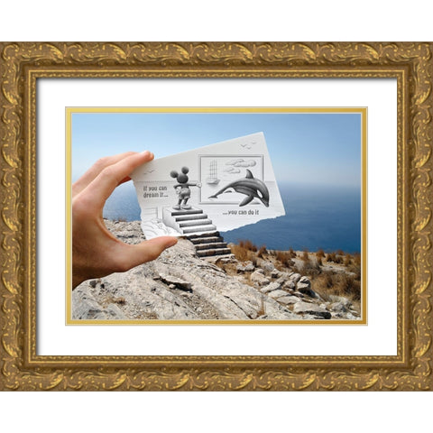 Pencil Vs Camera 36 - Catching a Dream Gold Ornate Wood Framed Art Print with Double Matting by Heine, Ben