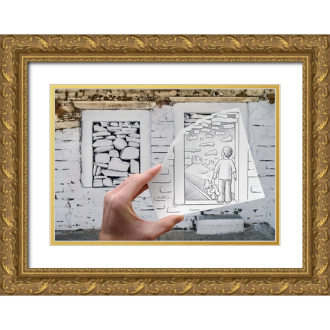 Pencil Vs Camera 46 - Childhood Gold Ornate Wood Framed Art Print with Double Matting by Heine, Ben