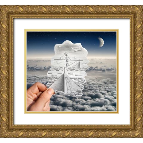 Pencil Vs Camera 52 - Sky Pyramids Gold Ornate Wood Framed Art Print with Double Matting by Heine, Ben