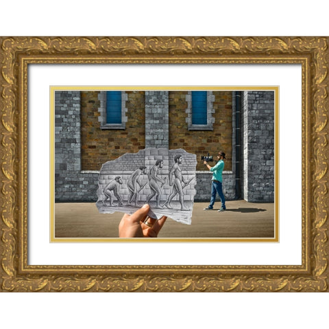 Pencil Vs Camera 55 - Evolution Gold Ornate Wood Framed Art Print with Double Matting by Heine, Ben
