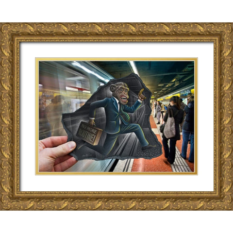 Pencil Vs Camera 64 - No More Routine Gold Ornate Wood Framed Art Print with Double Matting by Heine, Ben