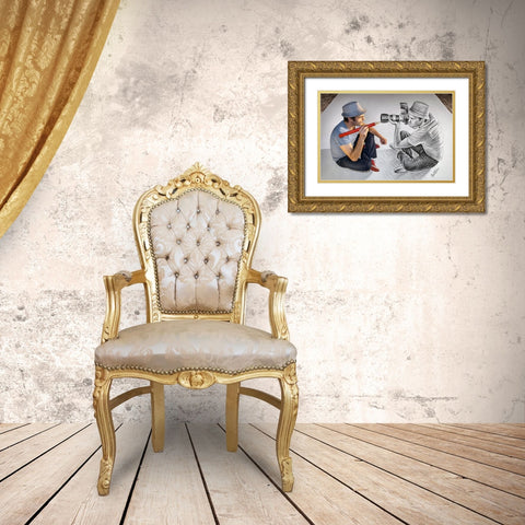 Pencil Vs Camera 73 - Photographer and Illustrator Gold Ornate Wood Framed Art Print with Double Matting by Heine, Ben