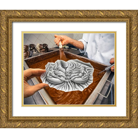 Pencil Vs Camera 81 - Love Games Gold Ornate Wood Framed Art Print with Double Matting by Heine, Ben