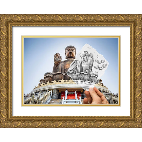 Pencil Vs Camera 86 - Buddha Gold Ornate Wood Framed Art Print with Double Matting by Heine, Ben