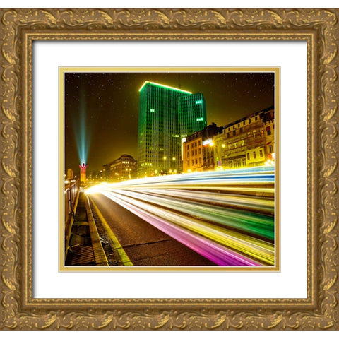 Brussels By Night - NO logo Gold Ornate Wood Framed Art Print with Double Matting by Heine, Ben