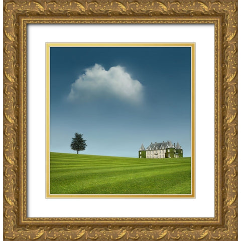 Chateau de la Hulpe Gold Ornate Wood Framed Art Print with Double Matting by Heine, Ben
