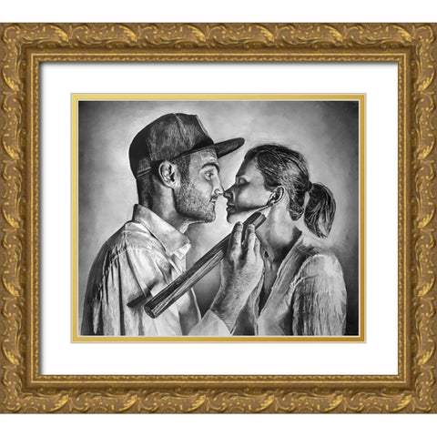 Drawing - Muse Gold Ornate Wood Framed Art Print with Double Matting by Heine, Ben