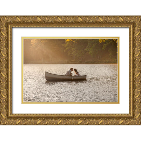 Golden kiss Gold Ornate Wood Framed Art Print with Double Matting by Heine, Ben