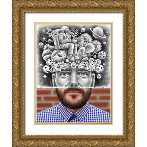 Human Big Bang - Pencil Vs Camera Gold Ornate Wood Framed Art Print with Double Matting by Heine, Ben