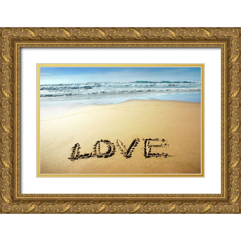 Love Gold Ornate Wood Framed Art Print with Double Matting by Heine, Ben