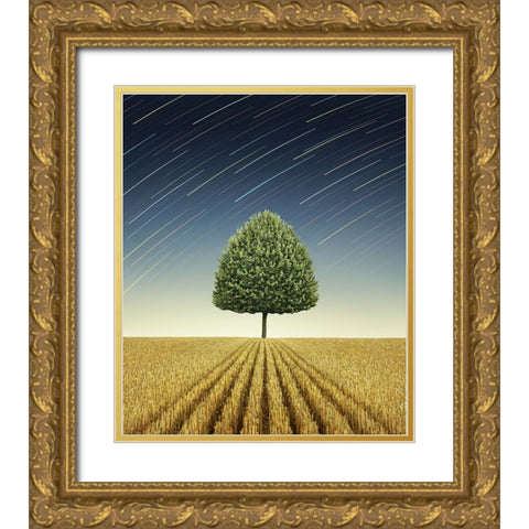 Newtons Apple Tree Gold Ornate Wood Framed Art Print with Double Matting by Heine, Ben