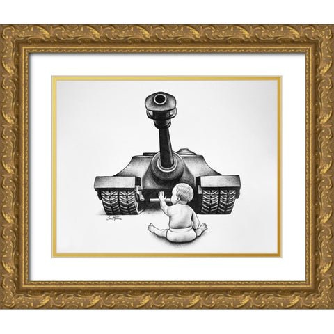 No More War Gold Ornate Wood Framed Art Print with Double Matting by Heine, Ben